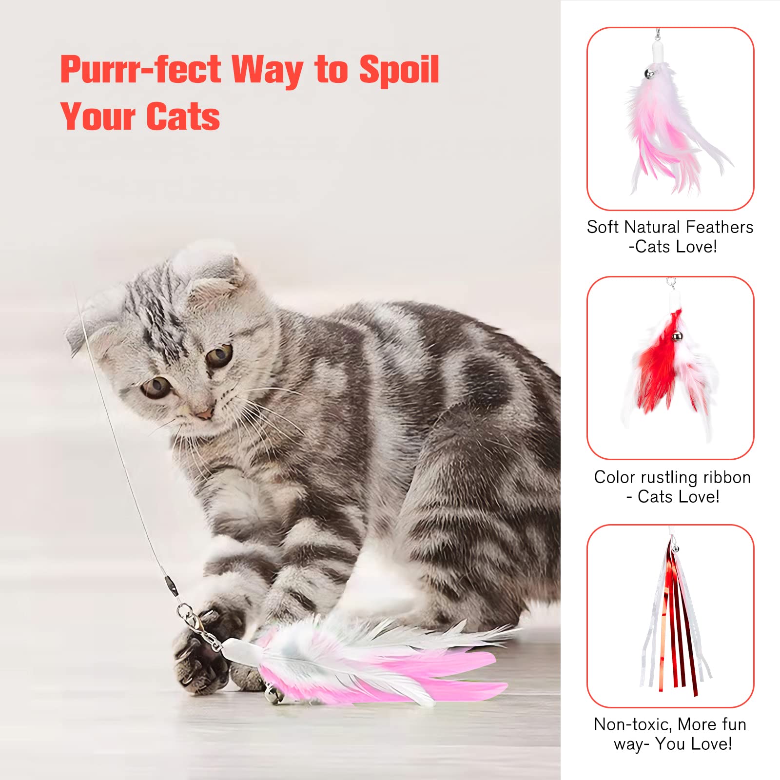 Bebobly 3-In-1 Retractable Cat Wand Toy For Indoor Cats